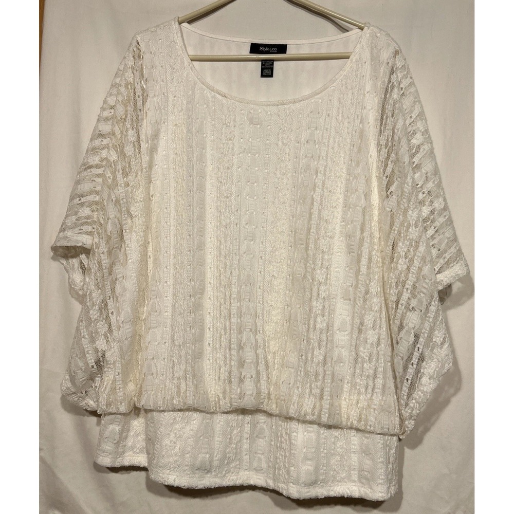Lagenlook Lace Overlay Tank Top Size 2X Ivory Music Festival Formal